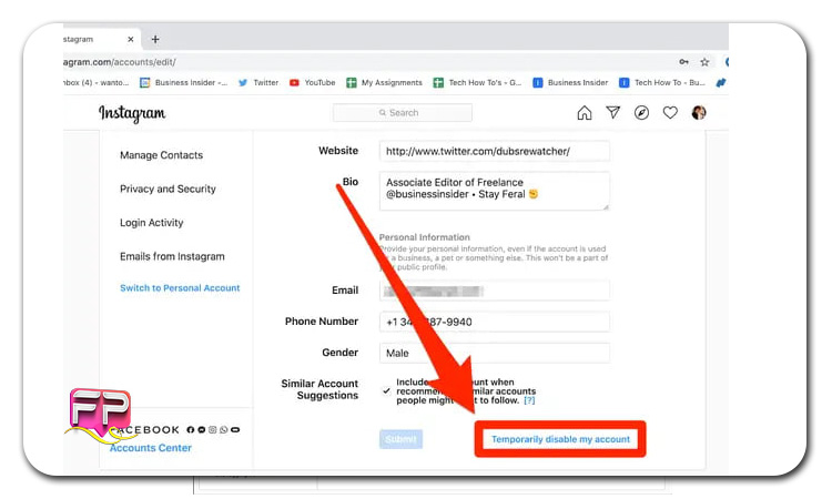 دی اکتیو کردن اینستاگرام به صورت موقت