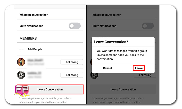 نحوه ترک گروه